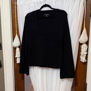 Ann Taylor Black Scooped Neck Ribbed Sweater, size S.